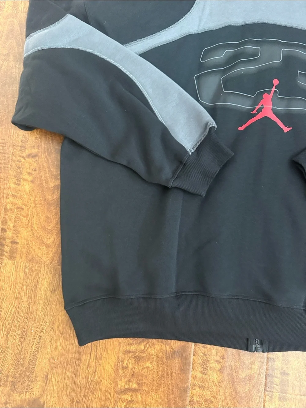 Jordan Black and Gray Full-Zip Hoodie